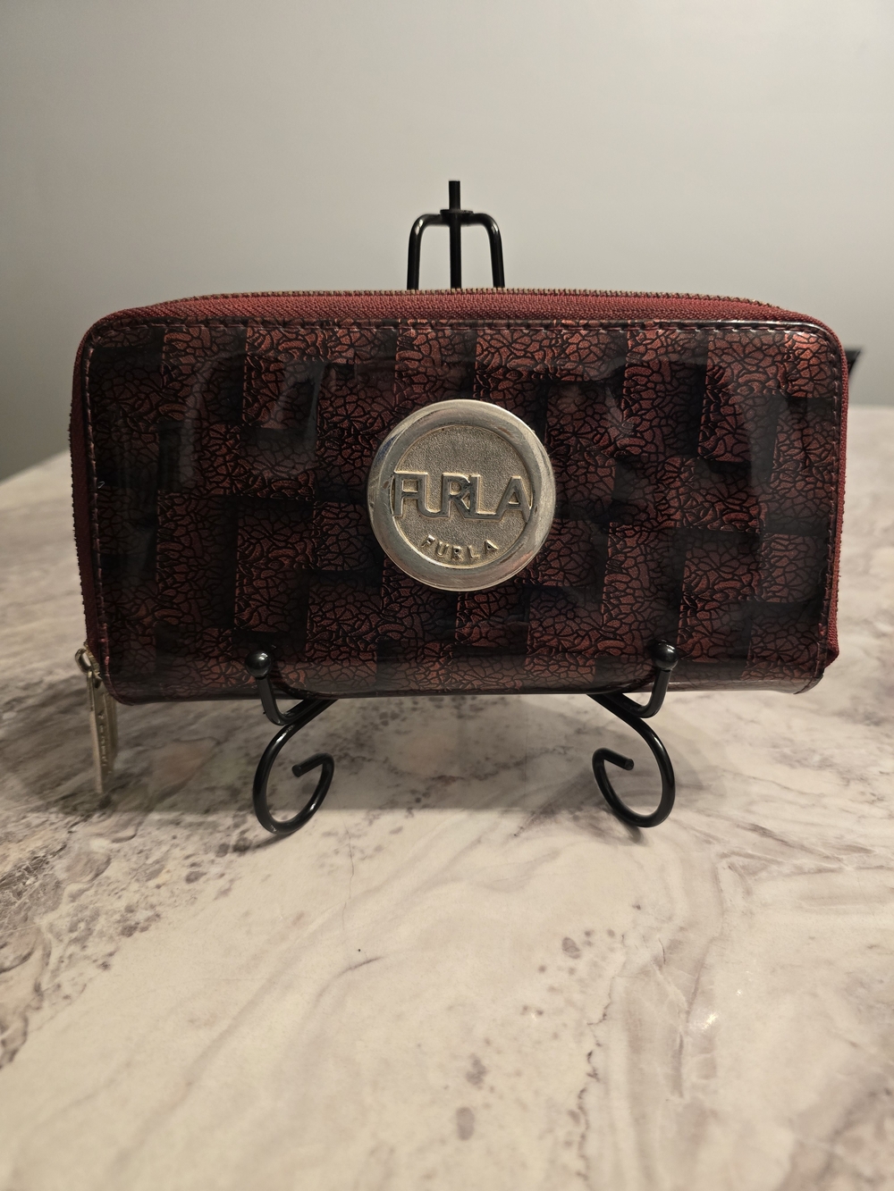 Furla Red Patent Zip-Around Wallet